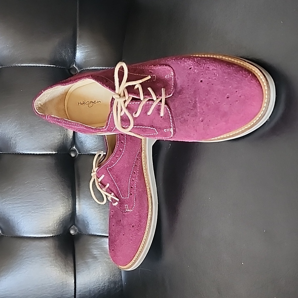 Halogen Lindy Suede Oxfords Maroon Women's Size 10